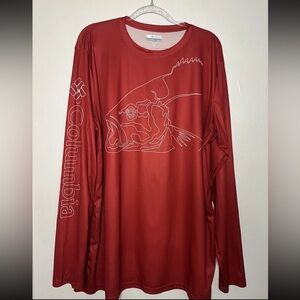 Columbia Men's Red Long Sleeve Shirt PFG